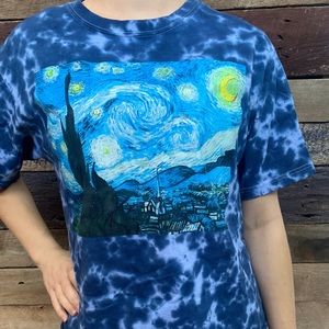 Acid Wash van gogh starry night tshirt